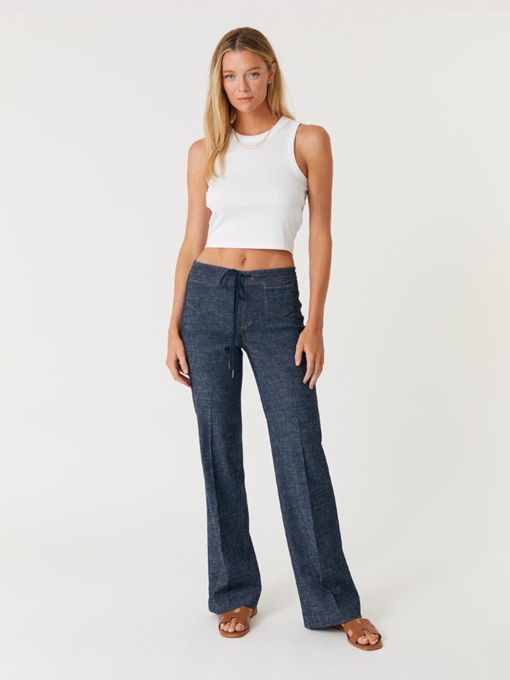 Level 99 Elliot Lounge Pants Blinding Light Size 29 NWT Wide Leg Denim Look